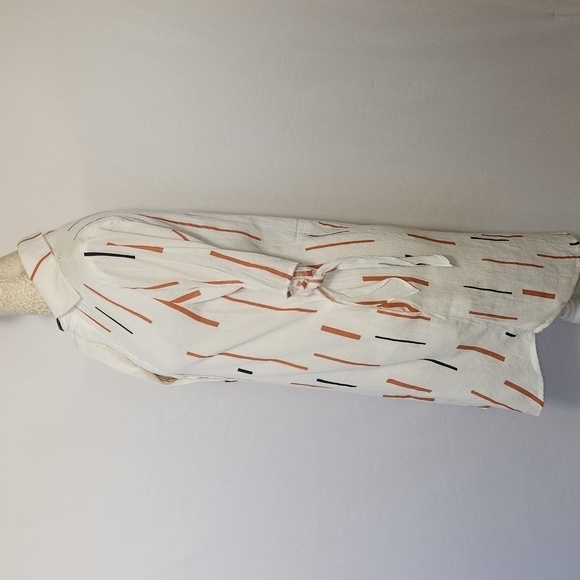 Lush Women's White Tie Short Sleeve Rayon Blend 3/4 Button Pull Over Shirt Dress - Picture 7 of 14